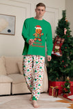 Christmas Family Matching Pajamas Green Santa Claus Print Pajamas Set