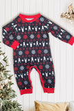 Christmas Family Matching Pajamas Black Red Deer Printed Pajamas Set