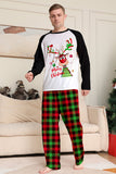 Christmas Family Black White Deer Printed Plaid Pajamas Set