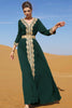 Load image into Gallery viewer, Dark Green Long Sleeves Caftan Marocain