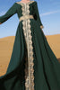 Load image into Gallery viewer, Dark Green Long Sleeves Caftan Marocain