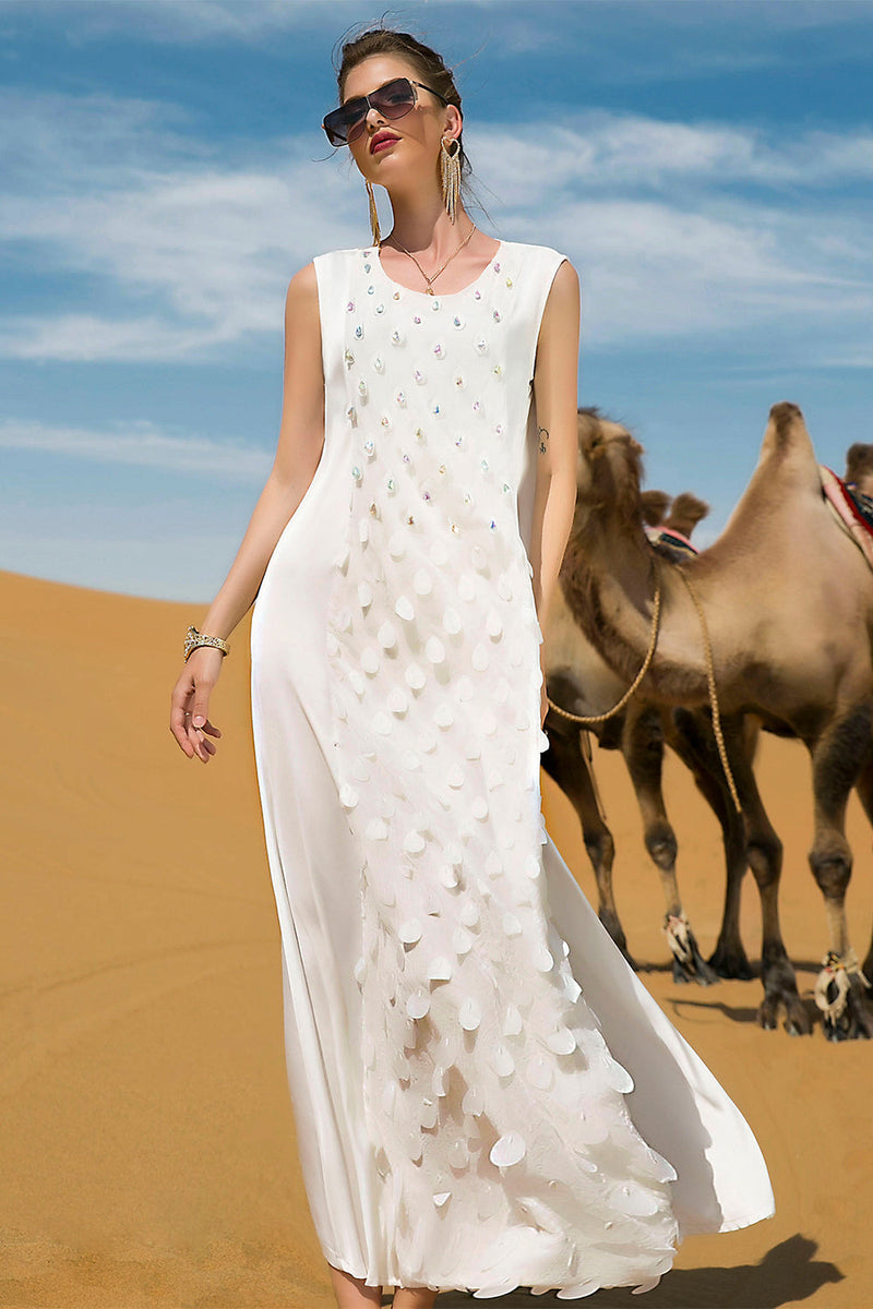Load image into Gallery viewer, Grey Moroccan Kaftan with Watteau Train