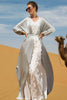 Load image into Gallery viewer, Grey Moroccan Kaftan with Watteau Train