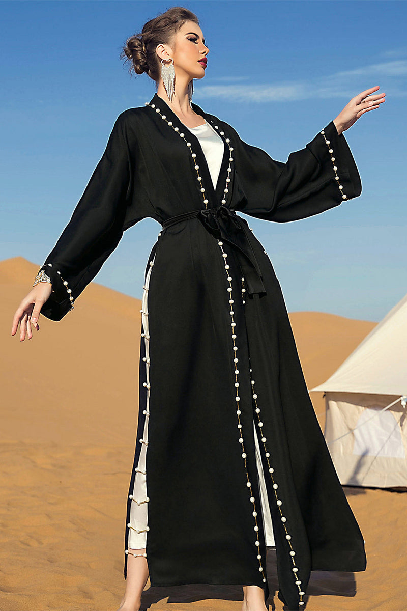 Load image into Gallery viewer, Vintage Black Pearls Moroccan Kaftan