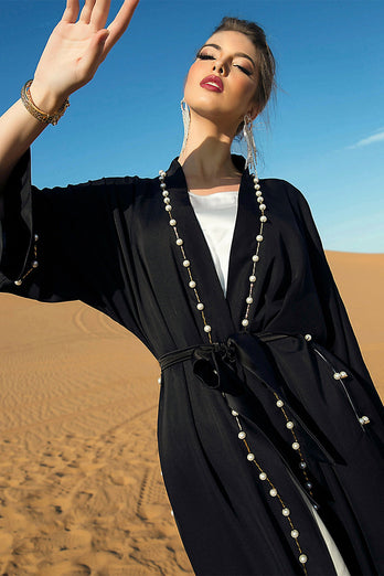 Vintage Black Pearls Moroccan Kaftan