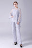 Load image into Gallery viewer, Silver 3 Pieces Long Sleeves Mother of the Bride Pant Suits
