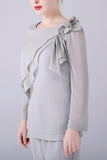 Silver 2 Pieces Chiffon Mother of the Bride Pant Suits