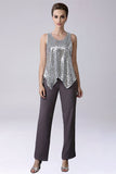 Dusk Sequin 3 Pieces Mother of the Bride Pant Suits