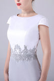 Silver Sheath Knee Length Mother of the Bride Dress With Coat