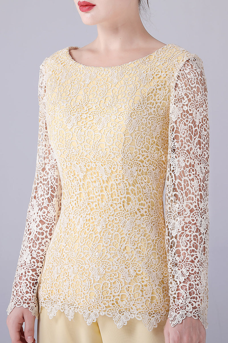 Load image into Gallery viewer, Daffodil Long Sleeves Lace Top Mother of the Bride Pant Suits