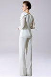 Jumpsuit/Pantsuit Separates Floor-Length Chiffon Mother of the Bride Dress With Bow