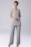 Sliver Jumpsuit/Pantsuit Separates Floor-Length Chiffon Mother of the Bride Dress