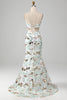 Load image into Gallery viewer, White Two-Piece Sparkly Mermaid Prom Dress with Slit