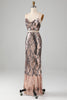 Load image into Gallery viewer, Sparkly Two-piece Sheath Prom Dress with Fringes