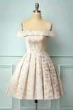 Champagne Floral Graduation Dress
