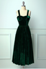 Load image into Gallery viewer, Straps Dark Green Velvet Dress