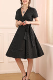 1950s Black White Dots Dress