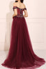Load image into Gallery viewer, Burgundy Beaded Long Prom Dress