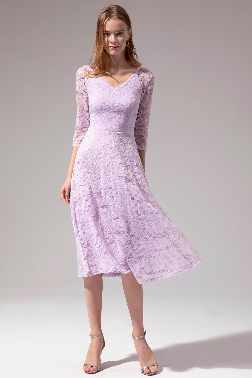 Lavender Midi Lace Dress
