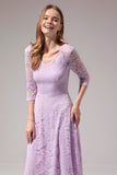 Lavender Midi Lace Dress