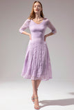 Lavender Midi Lace Dress