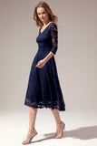 Navy Lace Midi Dress