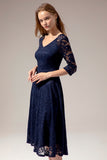 Navy Lace Midi Dress