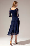 Navy Lace Midi Dress