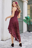 Burgundy Lace Asymmetrical Dress