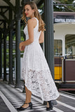 Asymmetric White Lace Dress