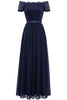 Load image into Gallery viewer, Navy Long Lace Formal Dress