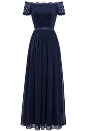 Navy Long Lace Formal Dress