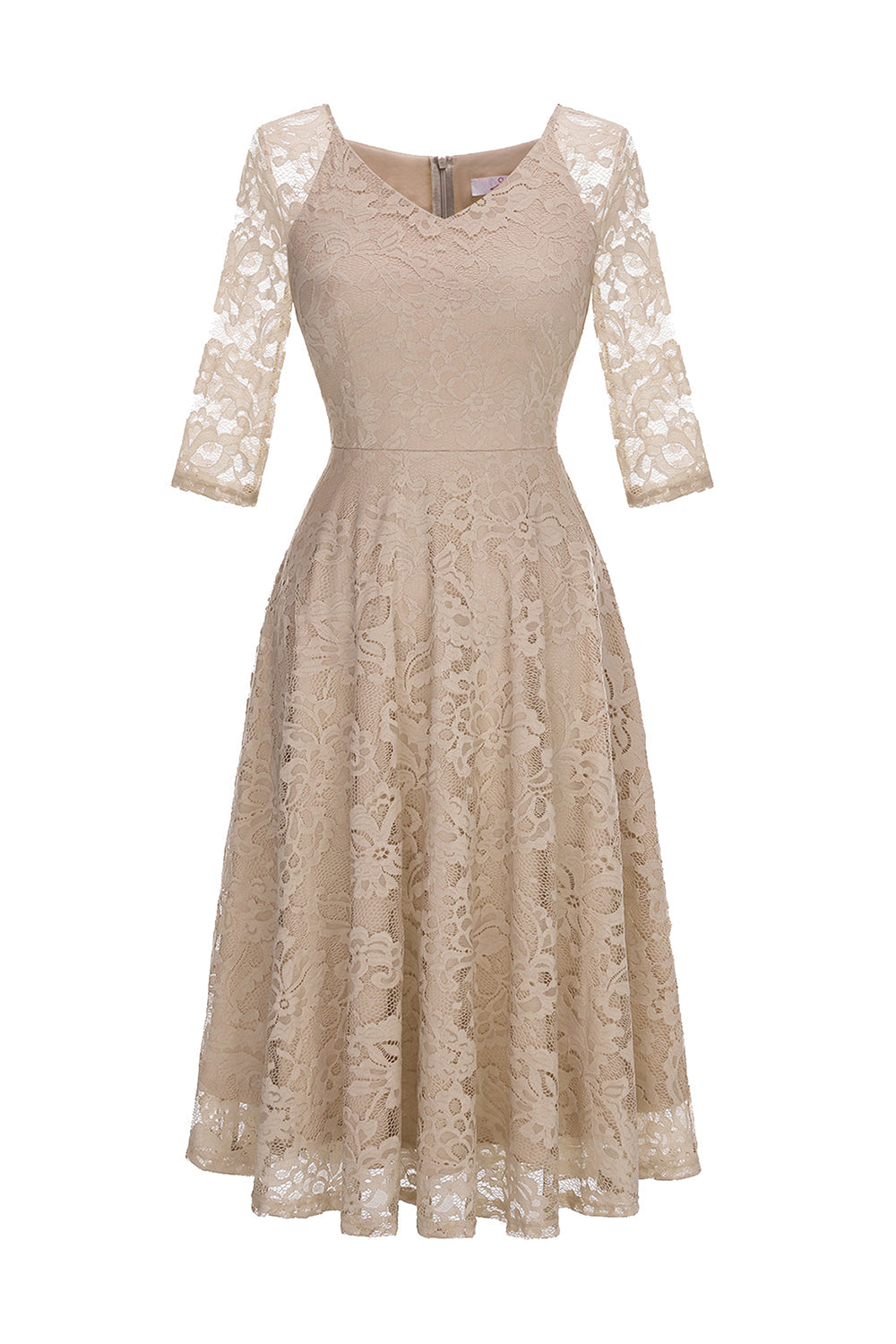 Zapaka Women Lace Party Dress Champagne V-Neck 3/4 Sleeves Short Bridesmaid Dress Zapaka CA Zapaka Women Lace Party Dress Champagne V-Neck 3/4 Sleeves Short Bridesmaid Dress Zapaka CA