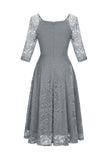 Champagne 3/4 Sleeves Lace Party Dress