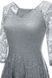 Champagne 3/4 Sleeves Lace Party Dress