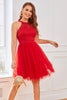 Load image into Gallery viewer, Red Lace Short Cocktail Party Dress