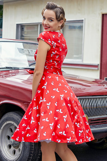Red Cherry 1950s Swing Dress