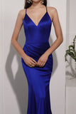 Royal Blue Satin Evening Dress