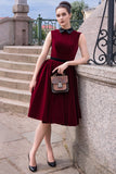 Burgundy Velvet Short Dress