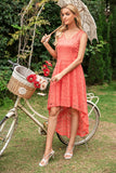 Grey High Low Lace Bridesmaid Dress
