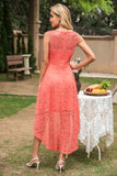 Grey High Low Lace Bridesmaid Dress