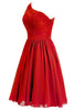 Load image into Gallery viewer, One Shoulder Red Graduation Dress with Lace