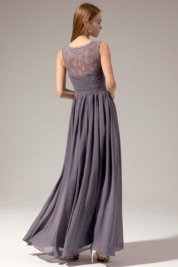Grey Long Bridesmaid Dress