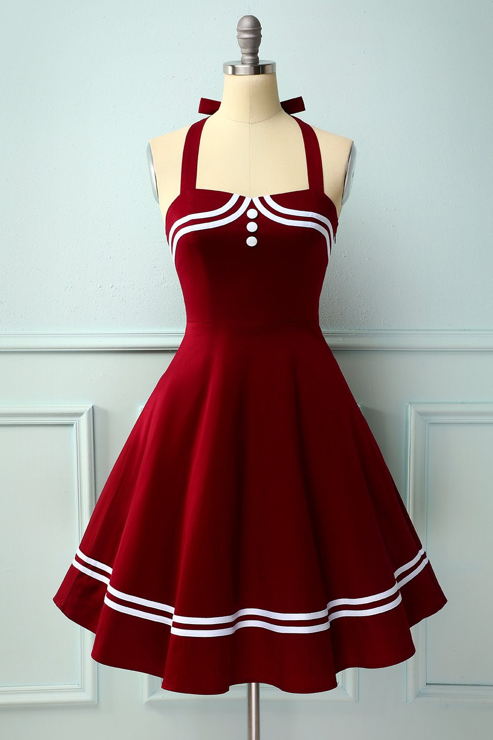 Dark Red 50s Rockabilly Pin Up Dress
