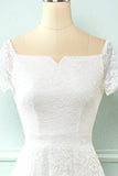 White Off the Shoulder Lace Party Dress