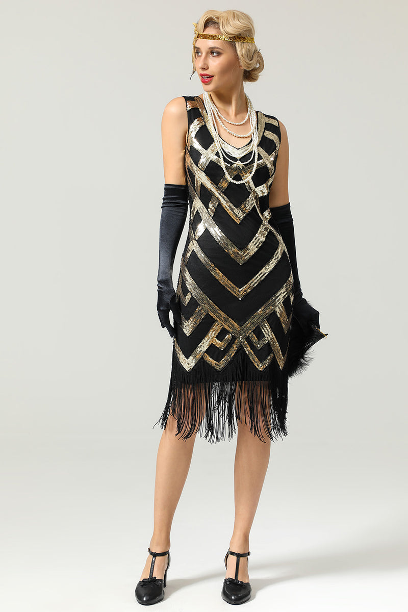 ZAPAKA Women Gatsby Dress Sequins Fringe Flapper Prom Party 1920s Dress ...