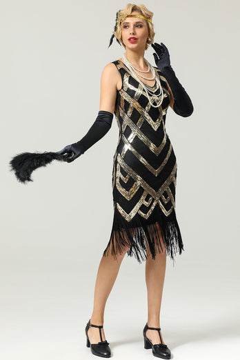 ZAPAKA Women Gatsby Dress Sequins Fringe Flapper Prom Party 1920s Dress ...