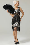 Black Sequins Fringe 1920s Flapper Dress