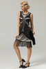 Load image into Gallery viewer, Black Sequins Fringe 1920s Flapper Dress