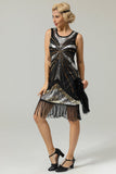 Black Sequins Fringe 1920s Flapper Dress